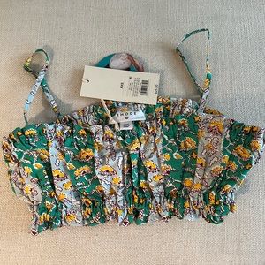 Women's Whimsical Floral & Stripe Print Shirred Crop Tank Top - RHODE x Target